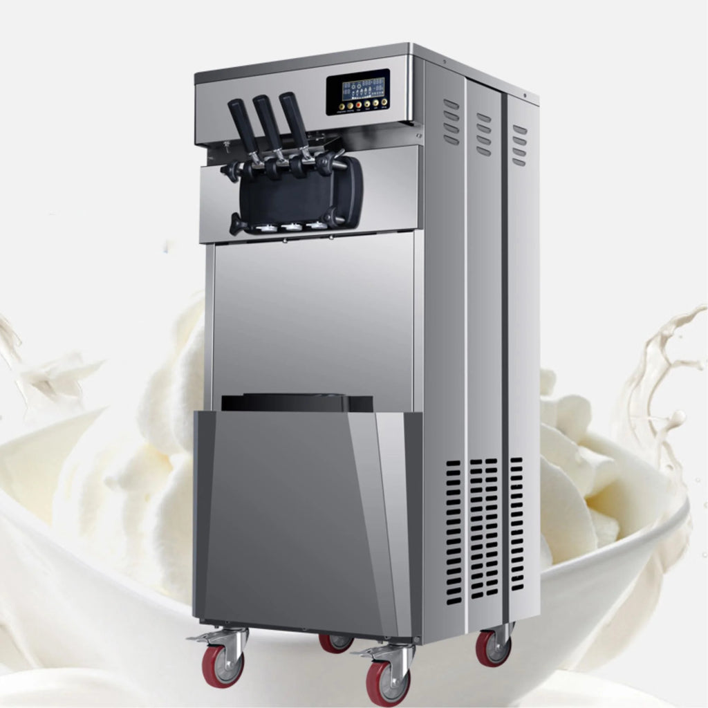 Commercial Three Flavors Ice Cream Maker with Stainless Steel Stand A354