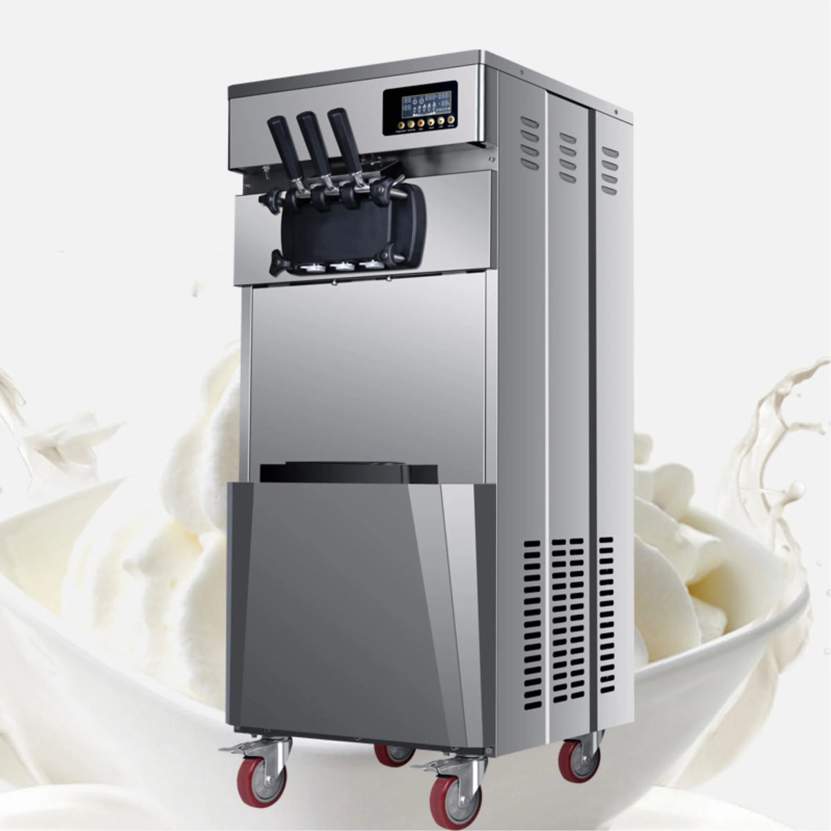 Commercial Three Flavors Ice Cream Maker with Stainless Steel Stand A354