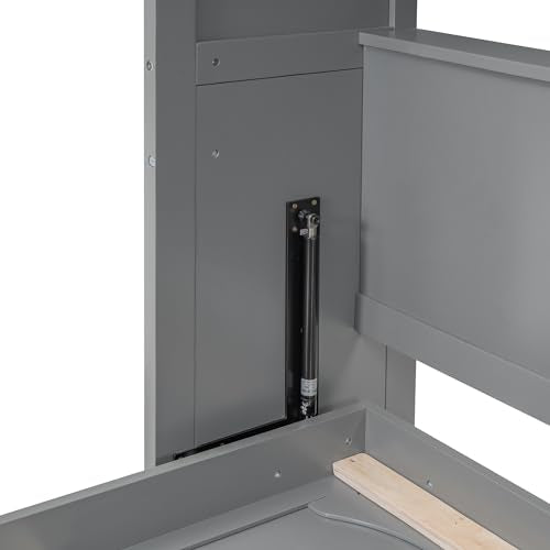 Full Size Murphy Bed with Storage Shelves Gray M265
