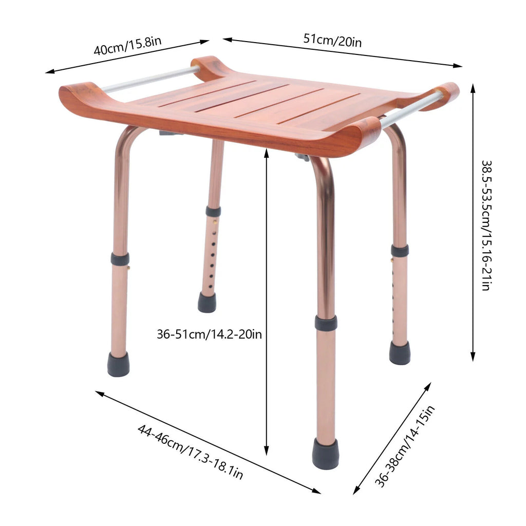 Adjustable Teak Bath Bench Shower Chair 300lbs I991577