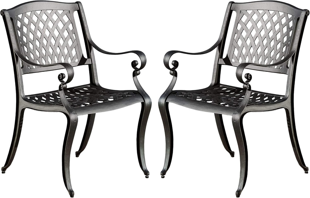 Black Sand Cast Aluminum Chairs 2-Pcs Set T563