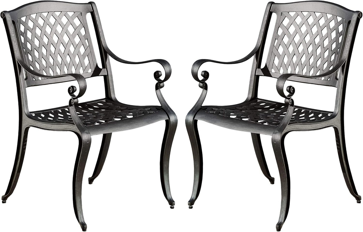 Black Sand Cast Aluminum Chairs 2-Pcs Set T563