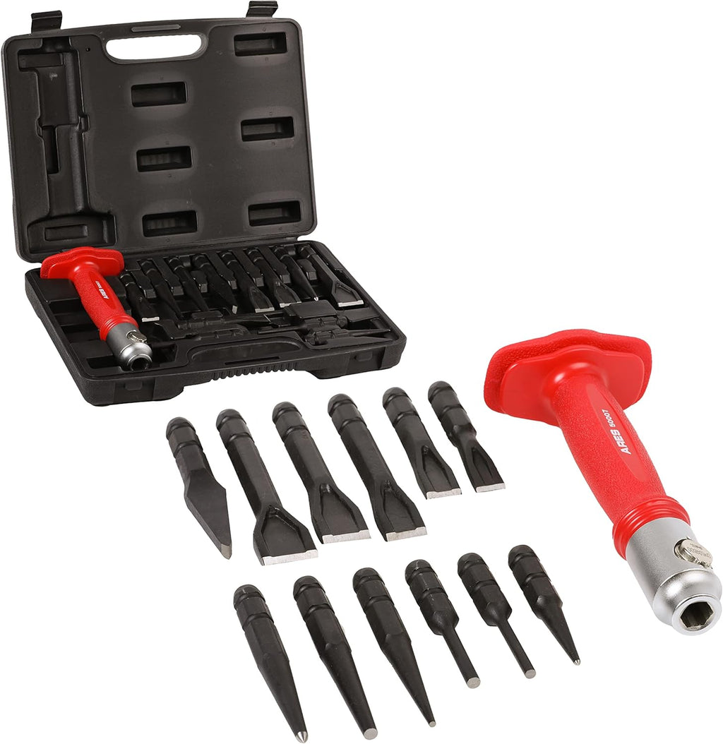 13-Piece Interchangeable Punch and Chisel Set with Chrome Vanadium Steel Handle G508