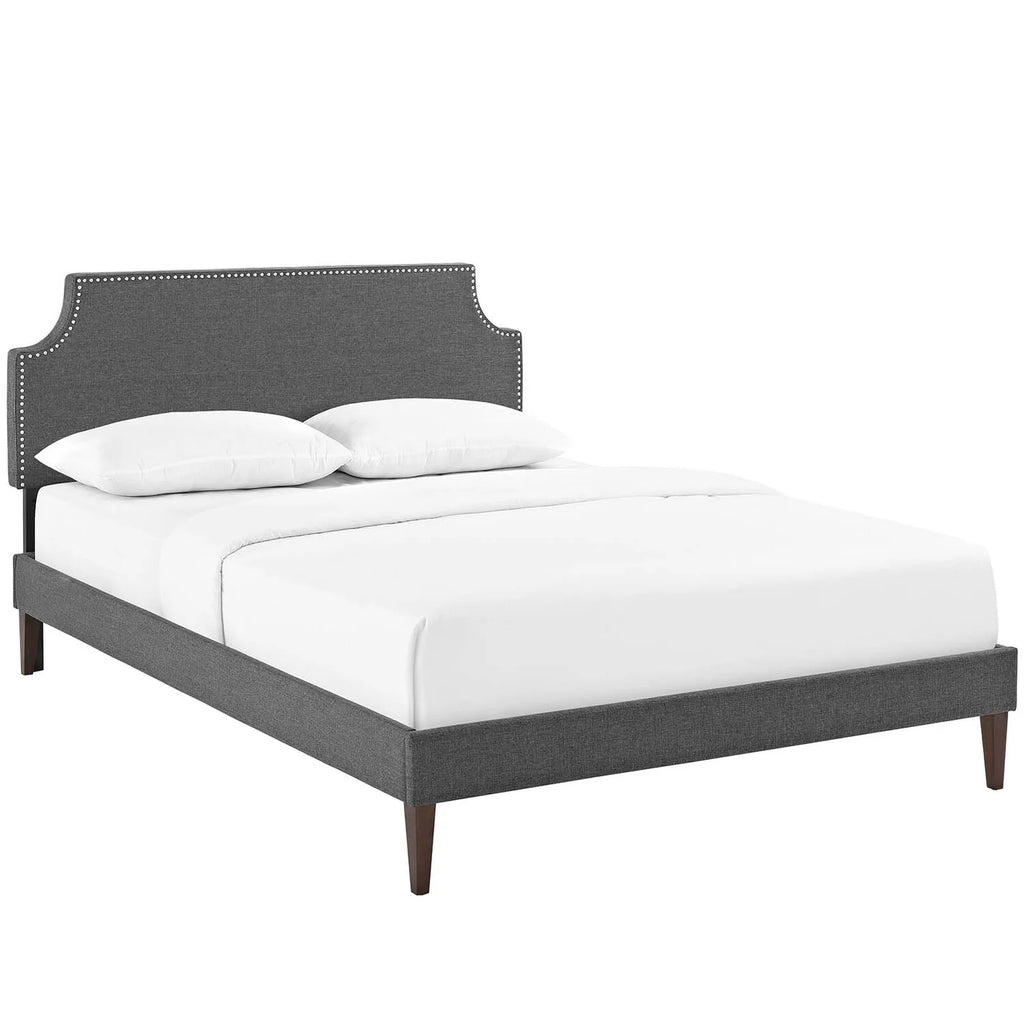 Full Fabric Platform Bed with Tapered Legs in Gray G790300