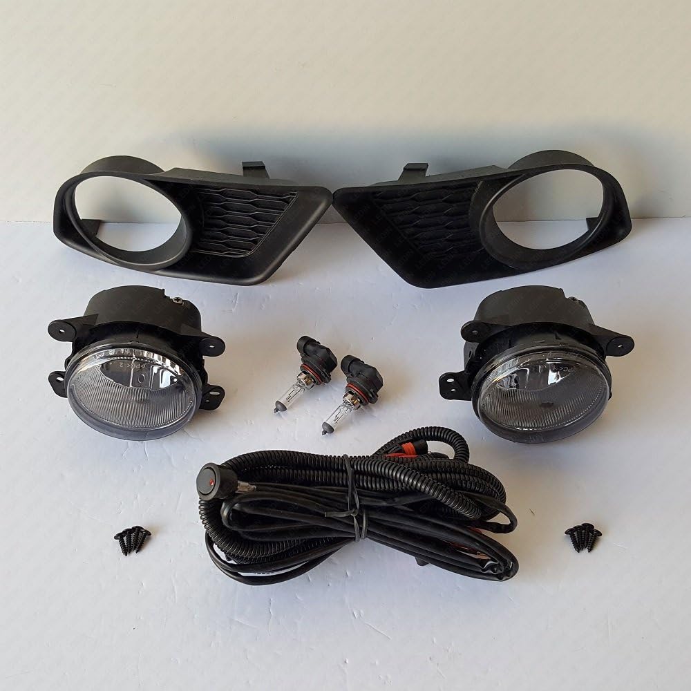 Fog Light Assembly with Switch Bulbs Bezel Replacement Pack of 2 R90310