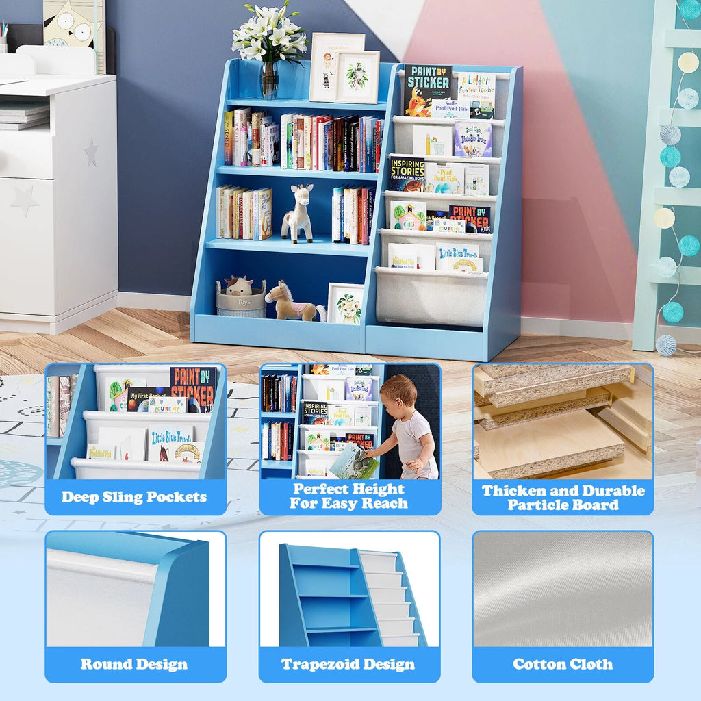 Blue 5-Layer Kids Wooden Bookshelf B174