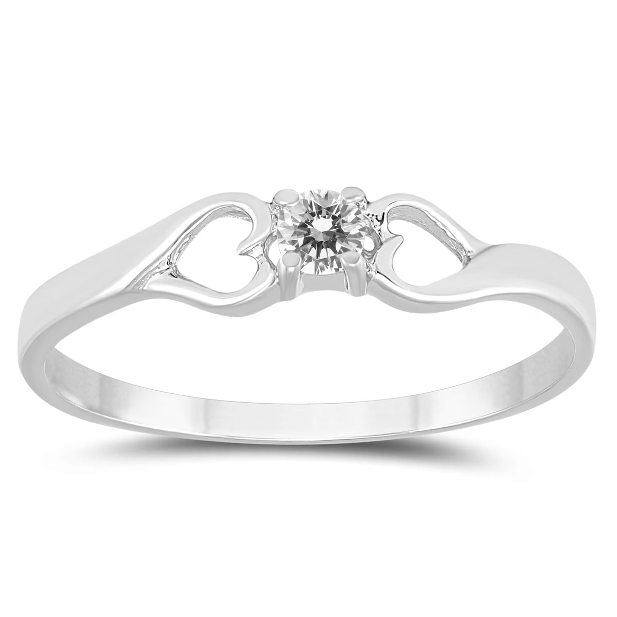 10K White Gold Diamond Heart Promise Ring R861036
