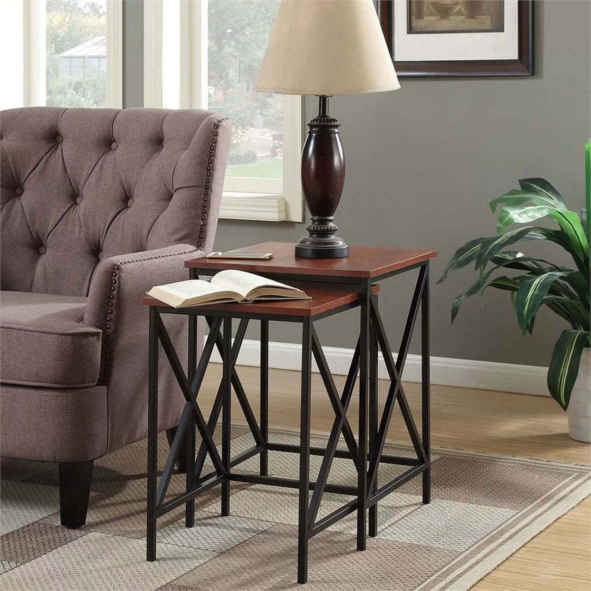 2 Piece Nesting End Table Set in Cherry N9961
