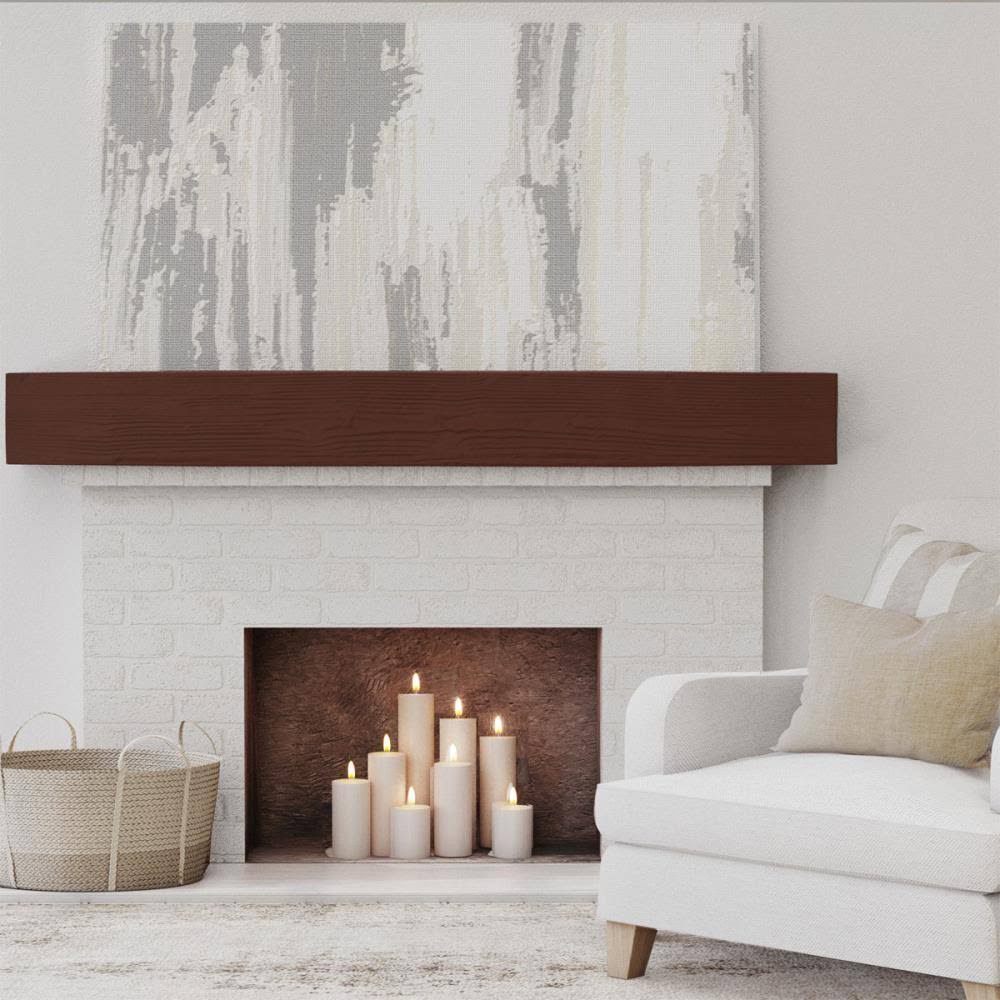 Sandblasted Faux Wood Fireplace Mantel, Natural Pecan I206