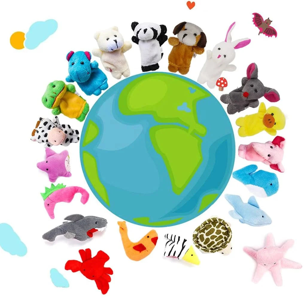 20 PCS Soft Velvet Animal Finger Puppets Toys F9018