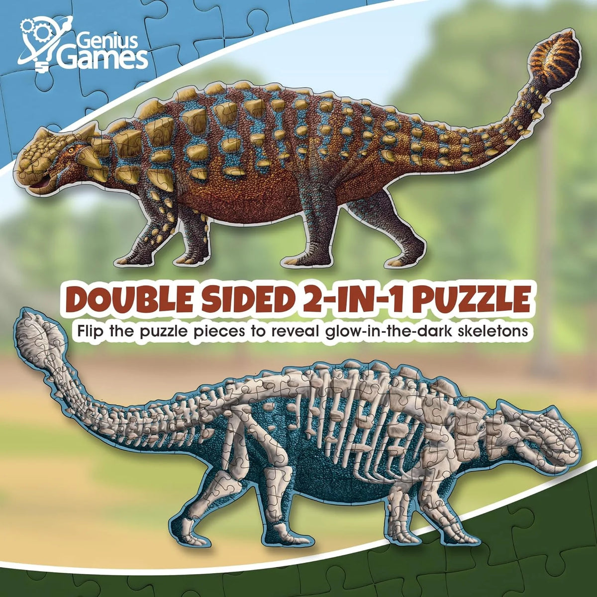 100-Piece Double Sided Glow-in-The-Dark Dinosaur Jigsaw Puzzle P643
