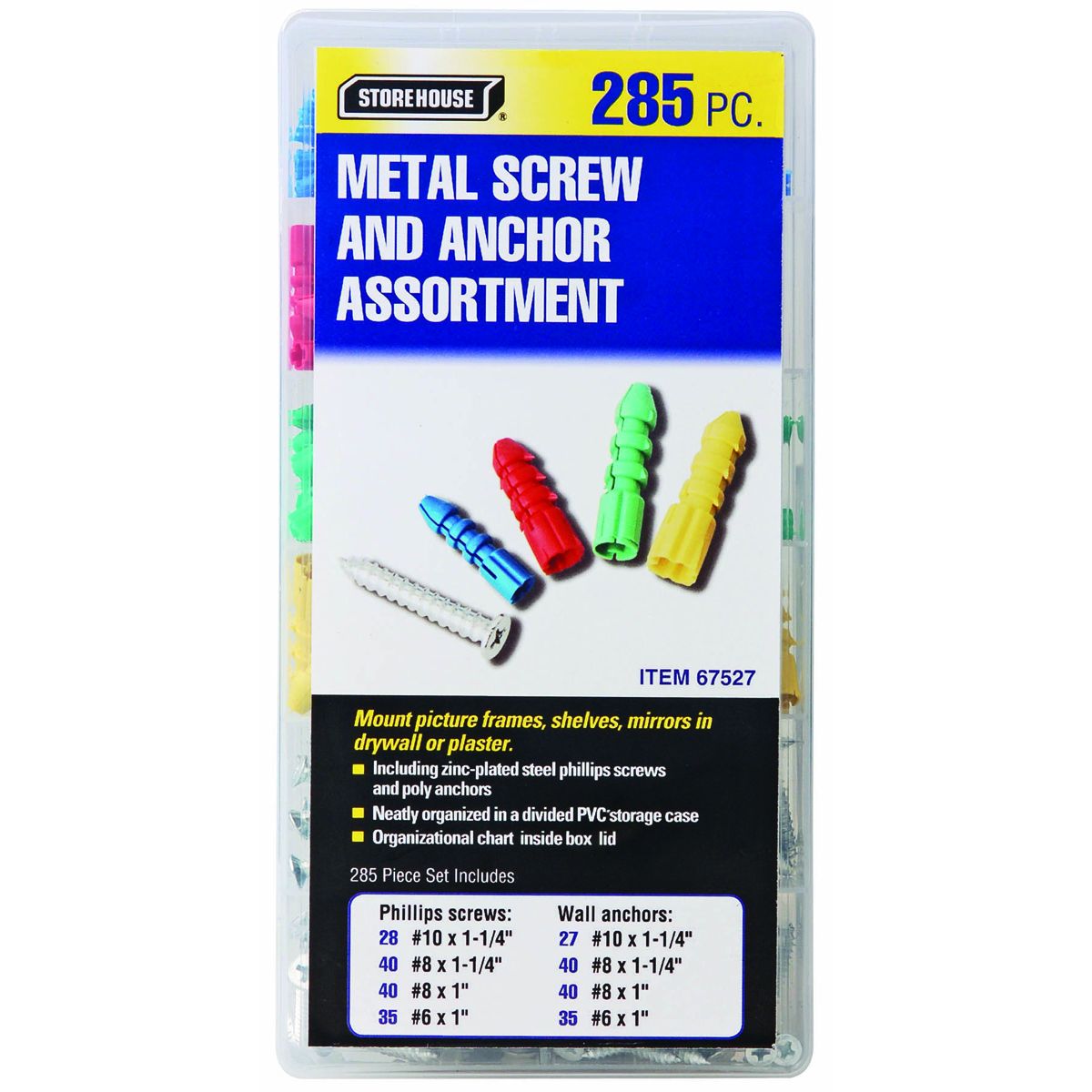Metal Screw and Anchor Assortment Set, 285 Piece R134872