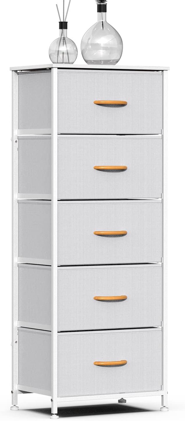 Dark Gray 5 Drawer Fabric Dresser Tower S9643
