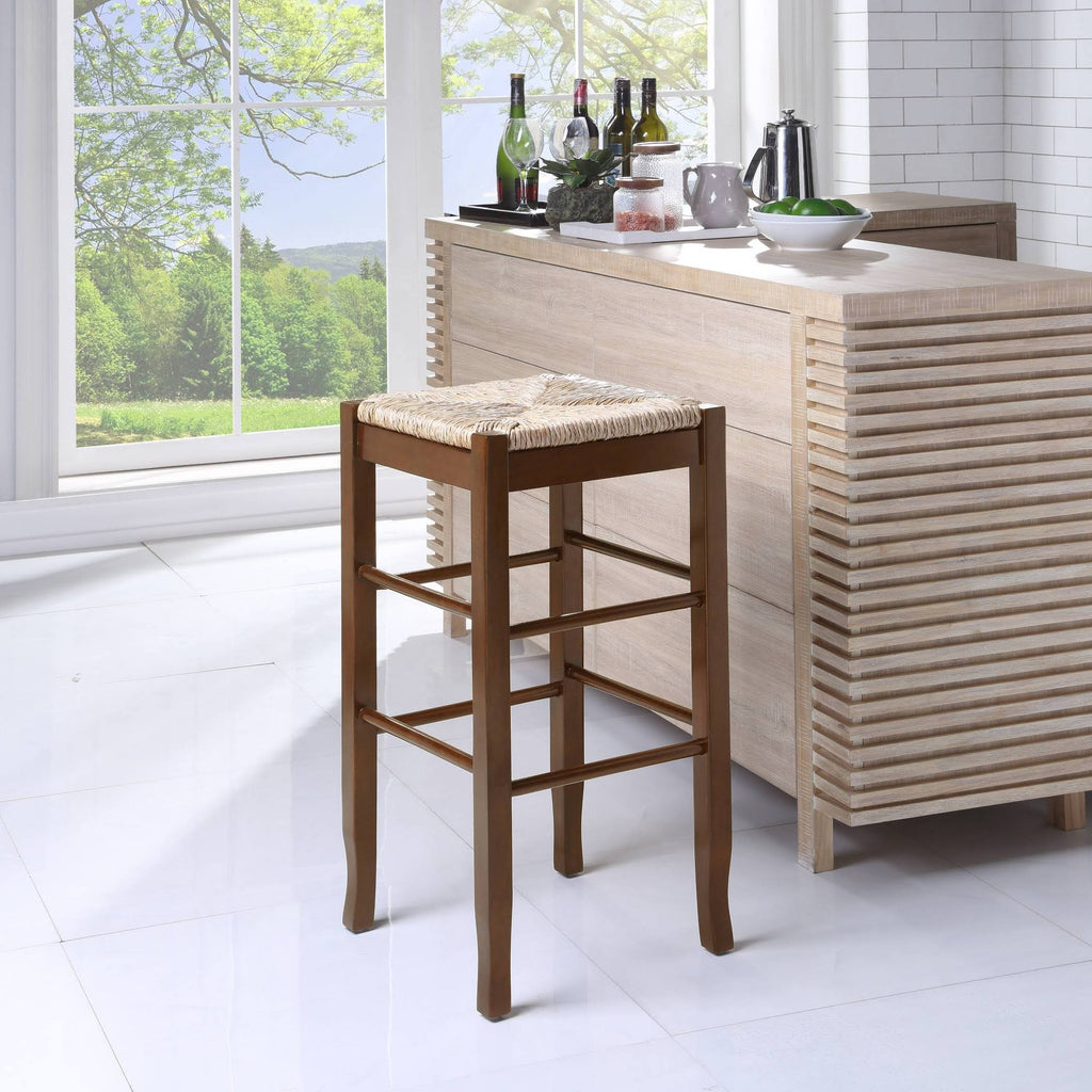 29x22 Square Rush Stool Cappuccino K858