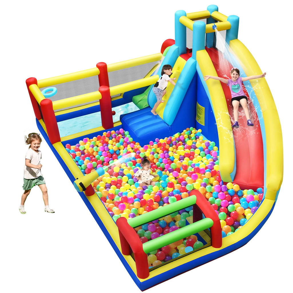 Inflatable Water Slide Park with Climbing Wall and Splash Pool J83728