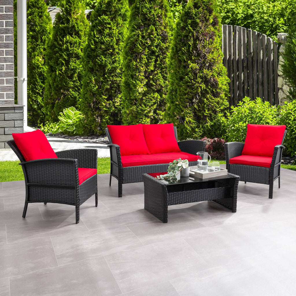 Black Rattan Wicker Patio 4pc Set G499