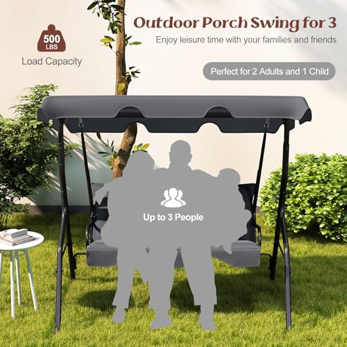 3 Person Porch Swing with Removable Cushion and Canopy X3968