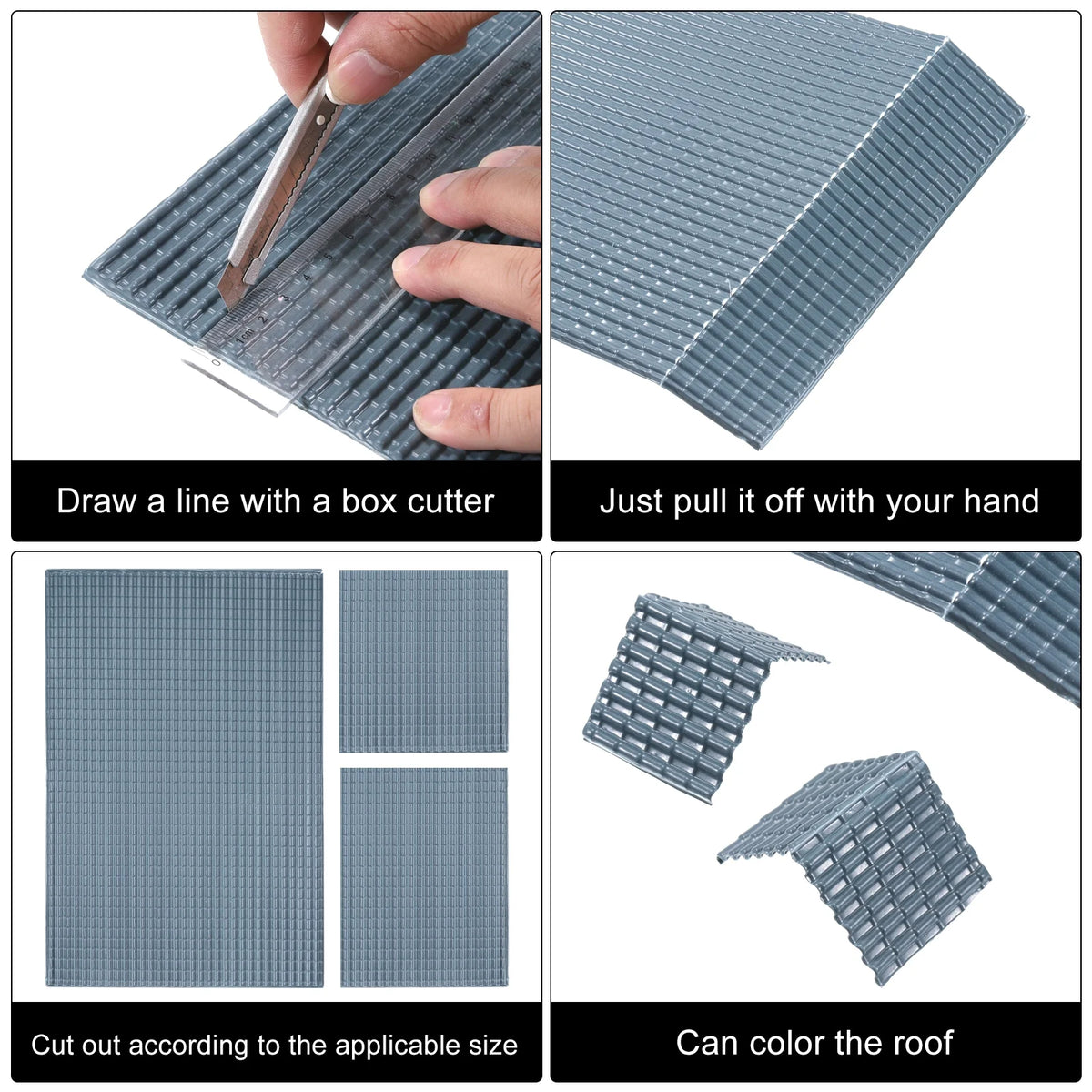 Dark Grey PVC Miniature Roof Tiles Pack of 10 H17793