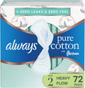 Cotton Feminine Pads with Wings Unscented 72 Count V1809