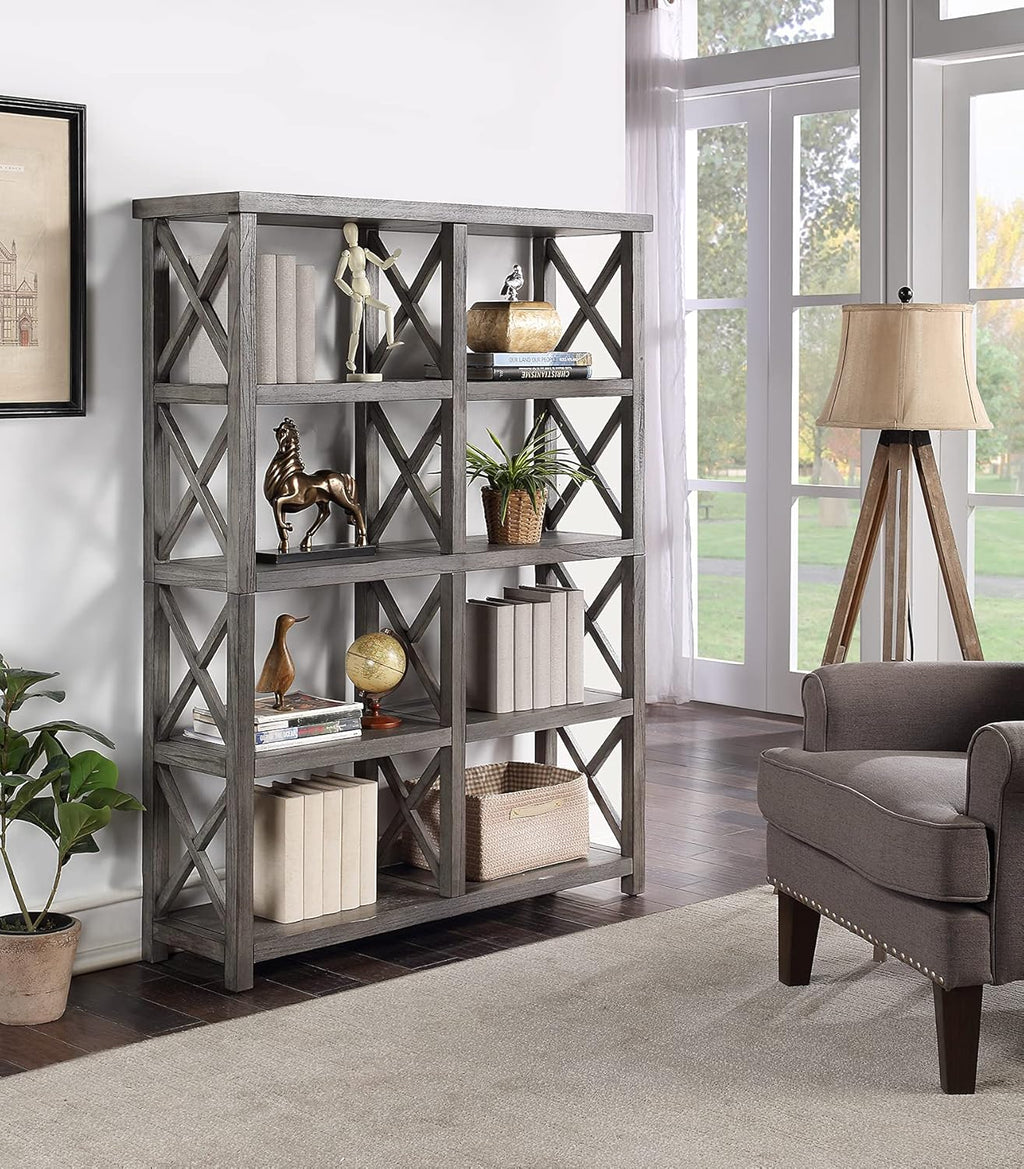 Rustic Ash Gray Tall Bookcase K5444