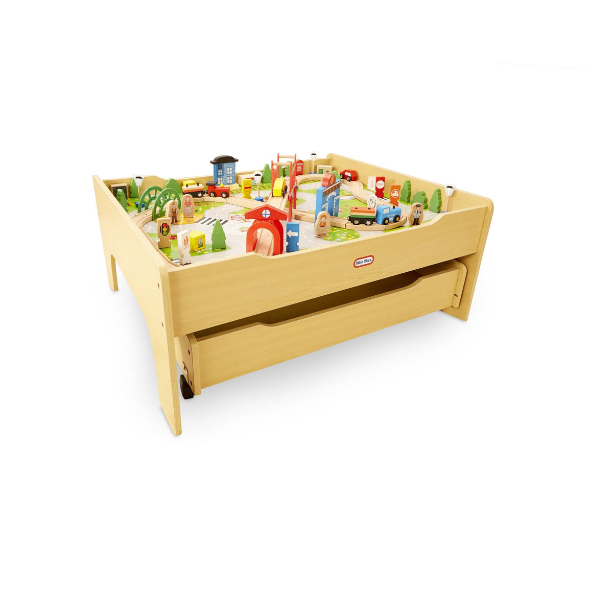 Wooden Train Table Set with Tracks, Trains & Accessories B664302