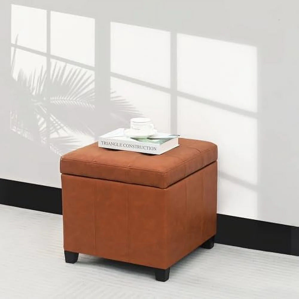 Square PU Leather Tufted Cube Ottoman Z100449