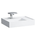 Matte White Wall Mount Rectangular Bathroom Sink with Two Faucet Holes I9519