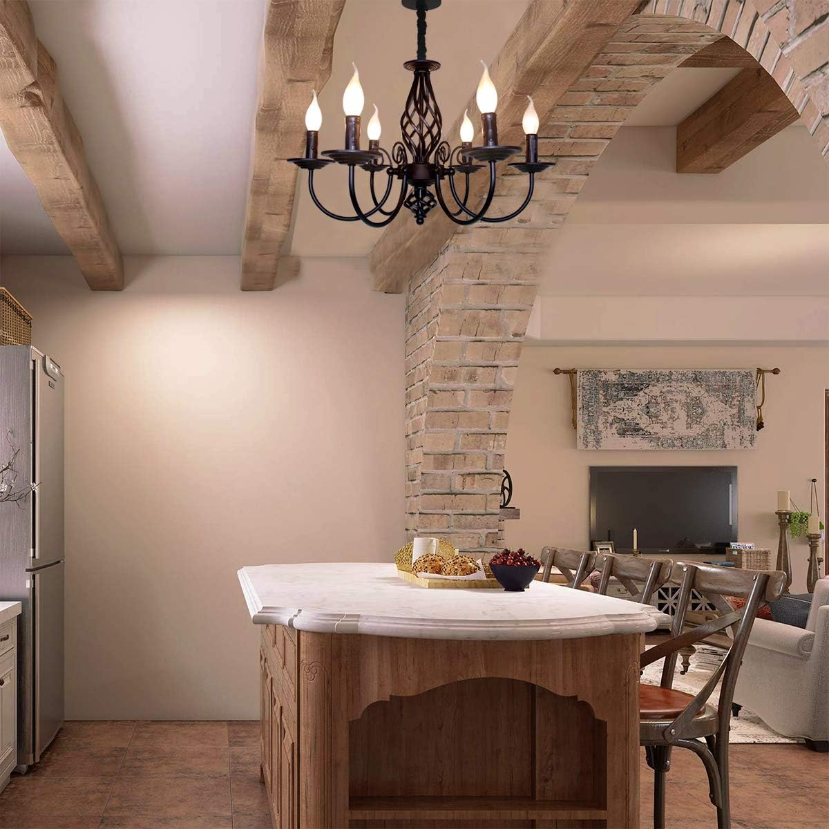 French Country 6 Lights Candle Chandelier U2847