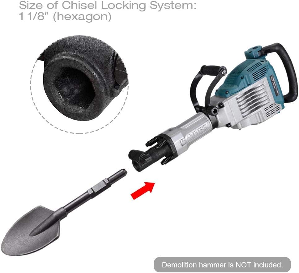 Clay Spade Chisel Shovel Scoop Bit for 1-1/8" Hex Shank Electric Demolition Jack Hammer, Pack of 2 E23732