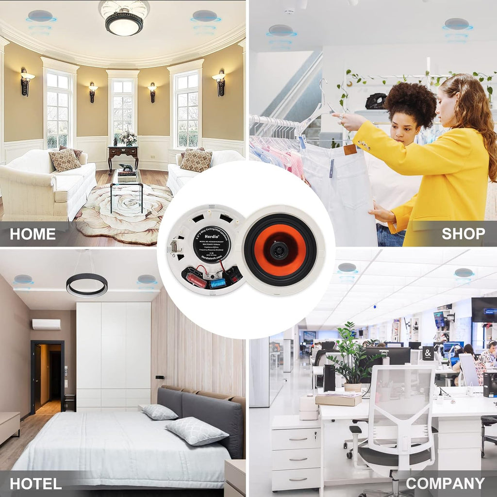 6.5” Flush Mount 2-Way Bluetooth Speakers, 300 Watts Max Power, Pack of 2 T917