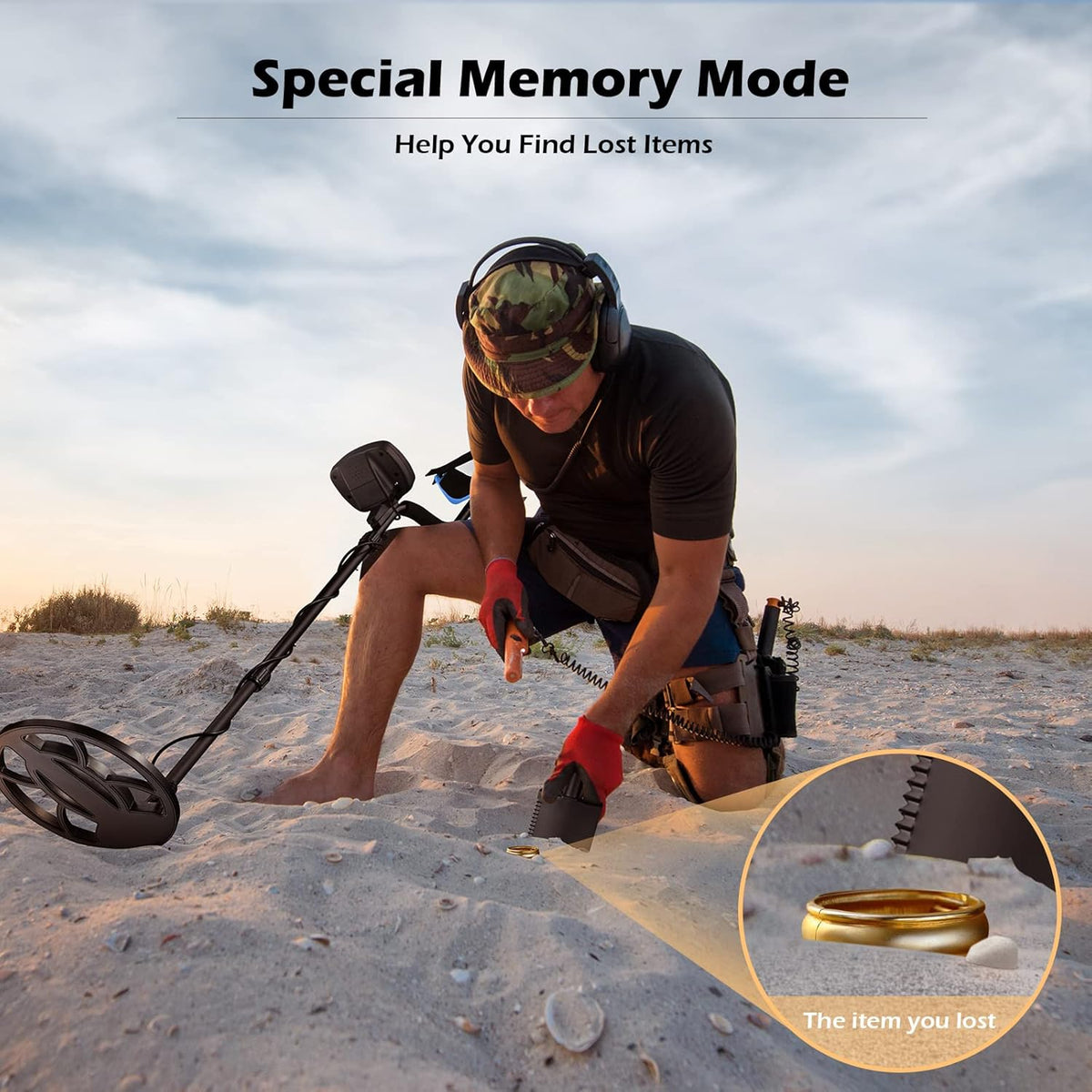 Waterproof Metal Detector with 10" IP68 Search Coil and Headphone B41716