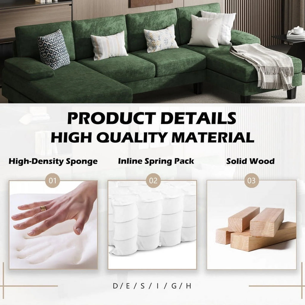 Gray Chenille U-Shape Sectional Sofa O100