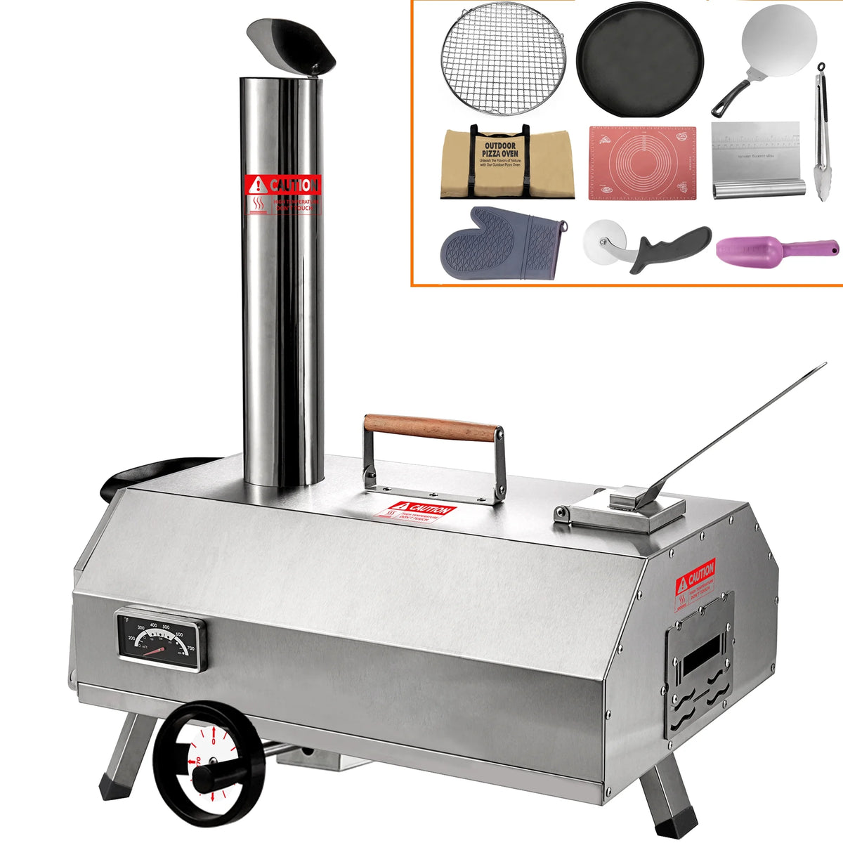 12 Pizza Oven with Thermometer Foldable Legs Y583715