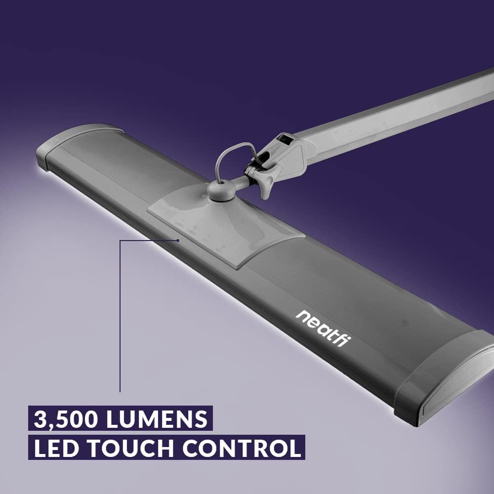 Black 26 Inches Wide Metal LED Desk Lamp with Clamp K9743