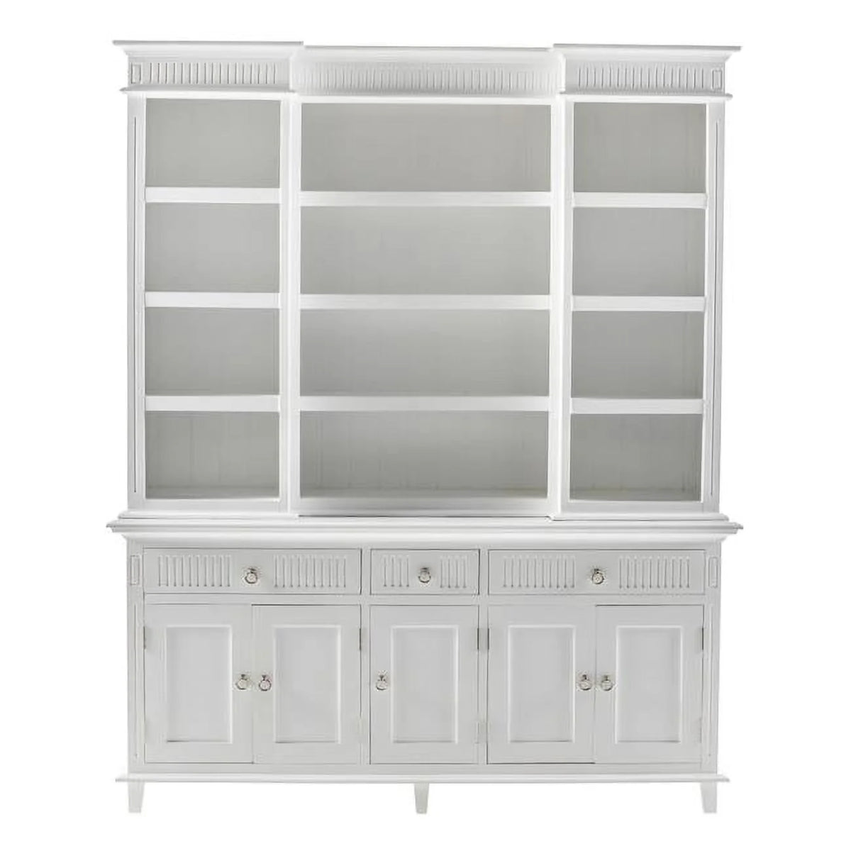 White Kitchen Hutch Cabinet with 5 Doors & 3 Drawers Q4044