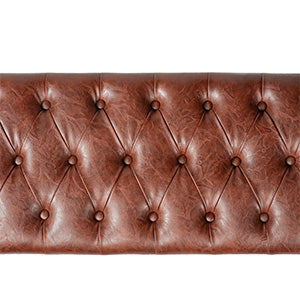 Brown Button Tufted Faux Leather Storage Bench R201