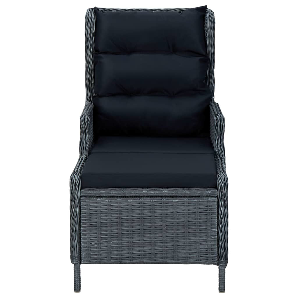 Dark Gray Poly Rattan Reclining Patio Chair with Footstool O87565