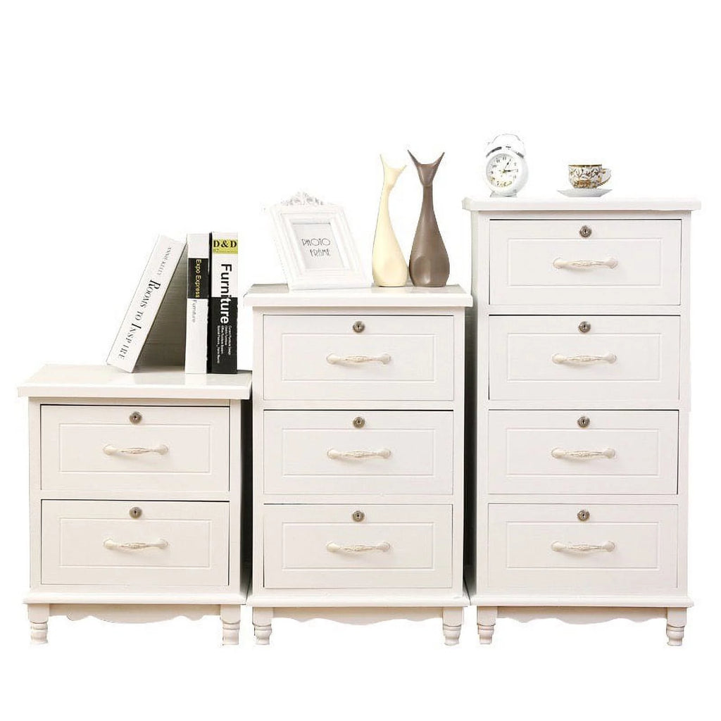 Set of 2 White Wood Nightstand with 2 Drawer V45699