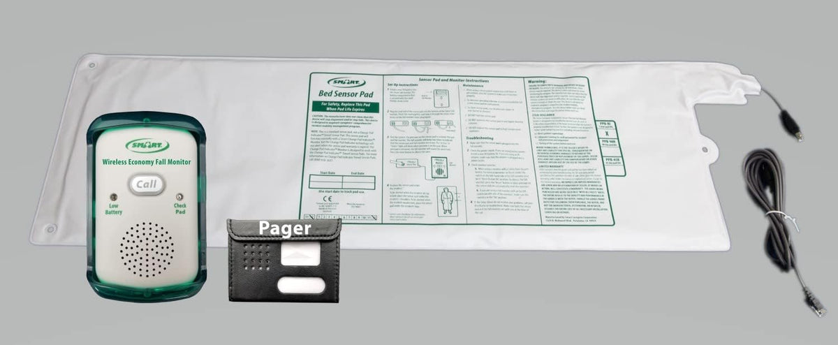 Wireless Fall Alert with 10in x 30in Bed Pad and Caregiver Pager C508030