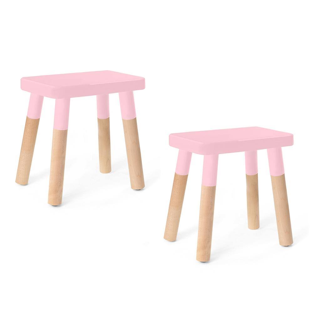 Set of 2 Wood Veneer Kids Chairs Walnut/Pink W578522