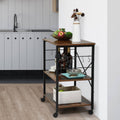 3-Tier Wood Kitchen Cart with Storage Space on Wheels Q800929