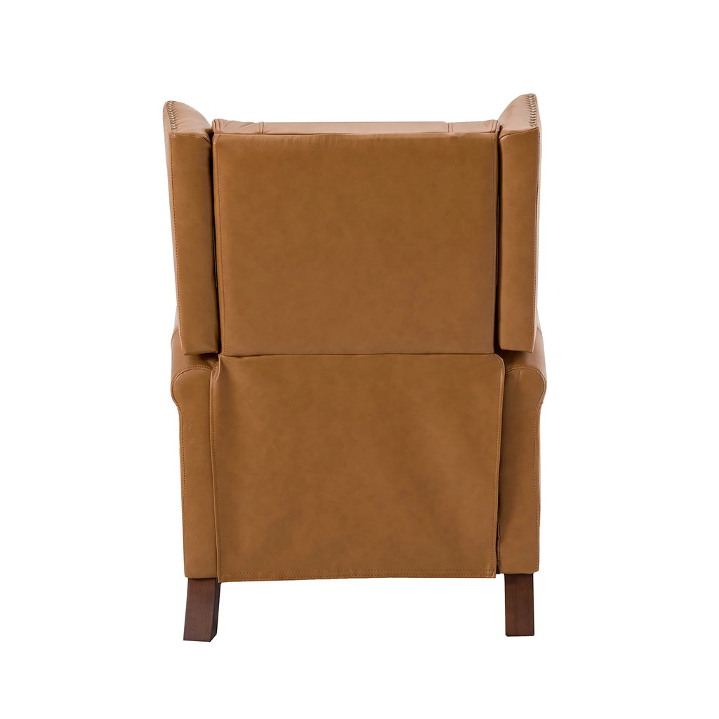 Genuine Leather Recliner with Nailhead Trims and Solid Wood Legs C6832
