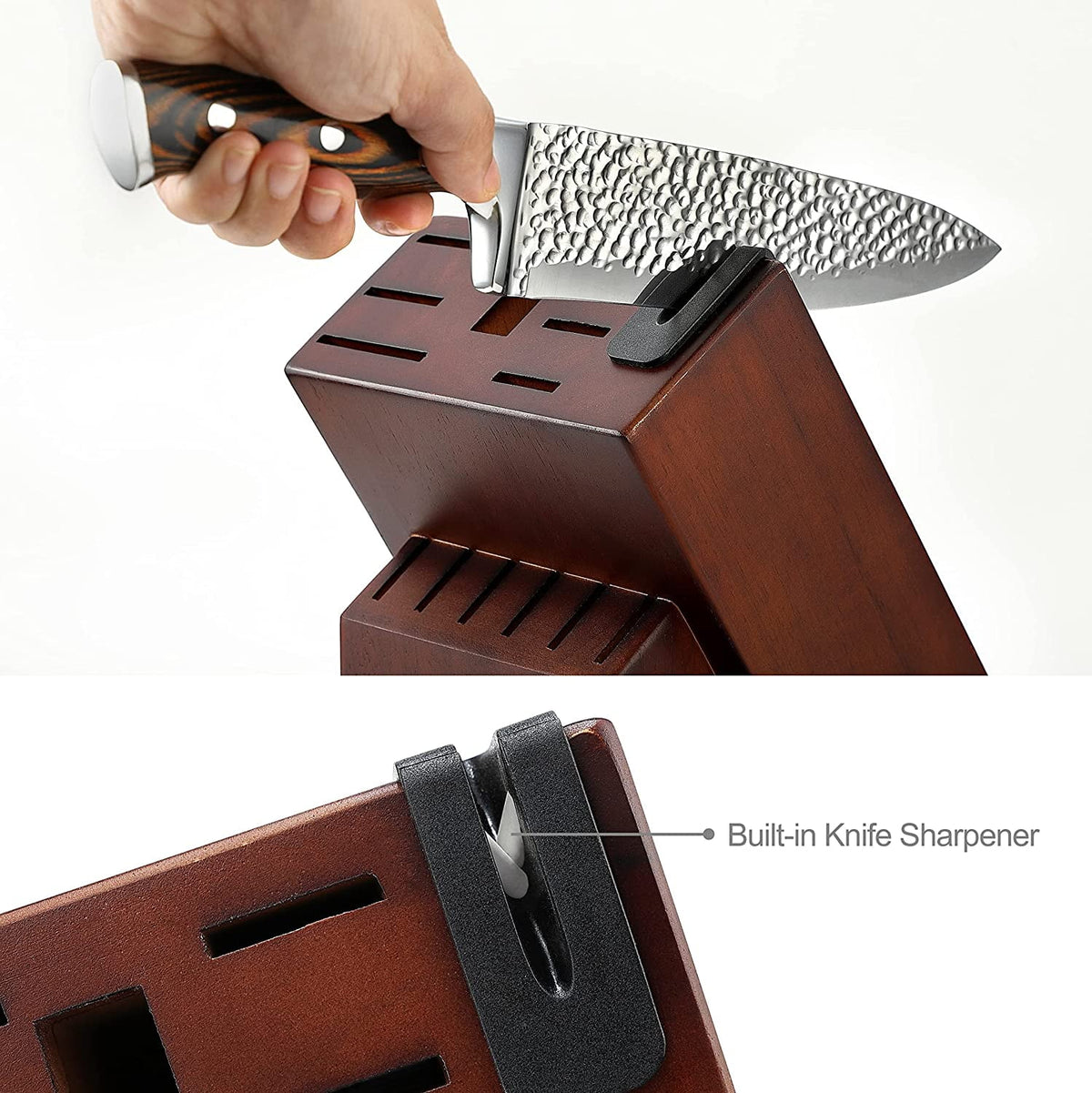15-Piece Stainless Steel Knife Block Set with Built-in Sharpener I8106