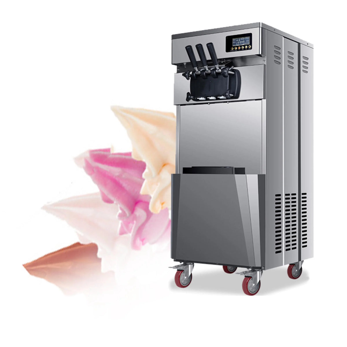 Commercial Three Flavors Ice Cream Maker with Stainless Steel Stand A354
