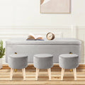 Velvet Storage Ottoman Bench with 3 Footstools C340710
