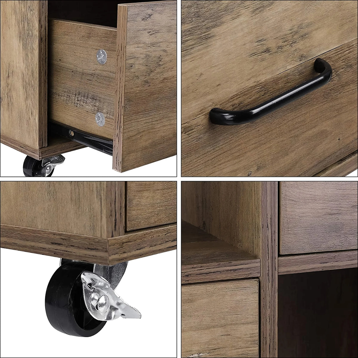 Wooden 2 Drawer File Cabinet with Wheels E35611