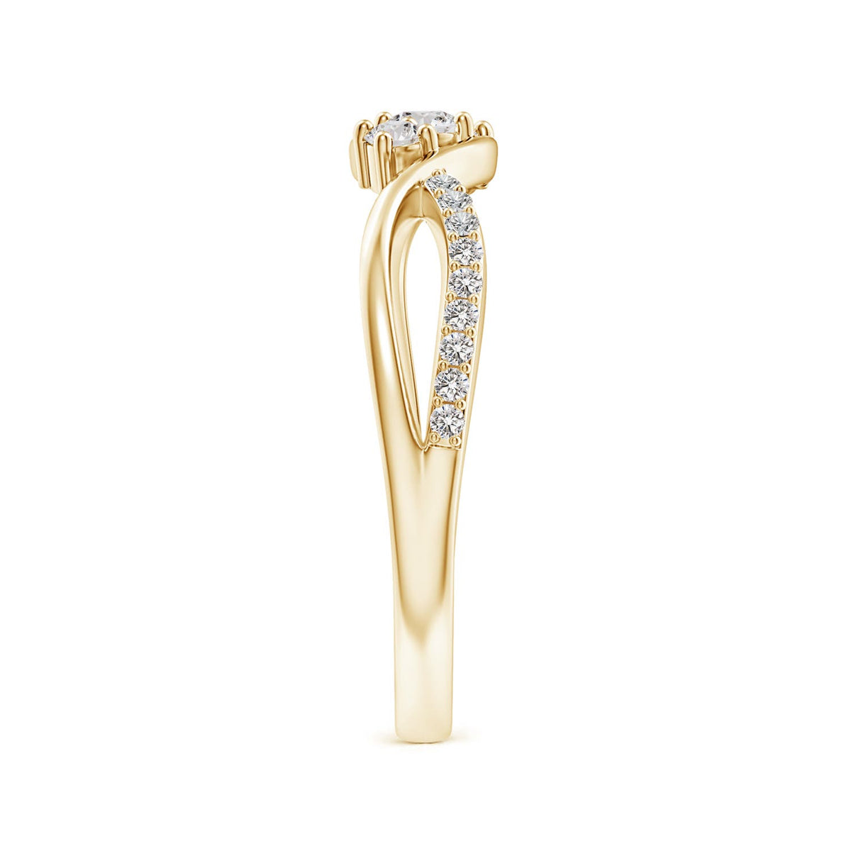 14K Yellow Gold White Diamond Infinity Ring V6235