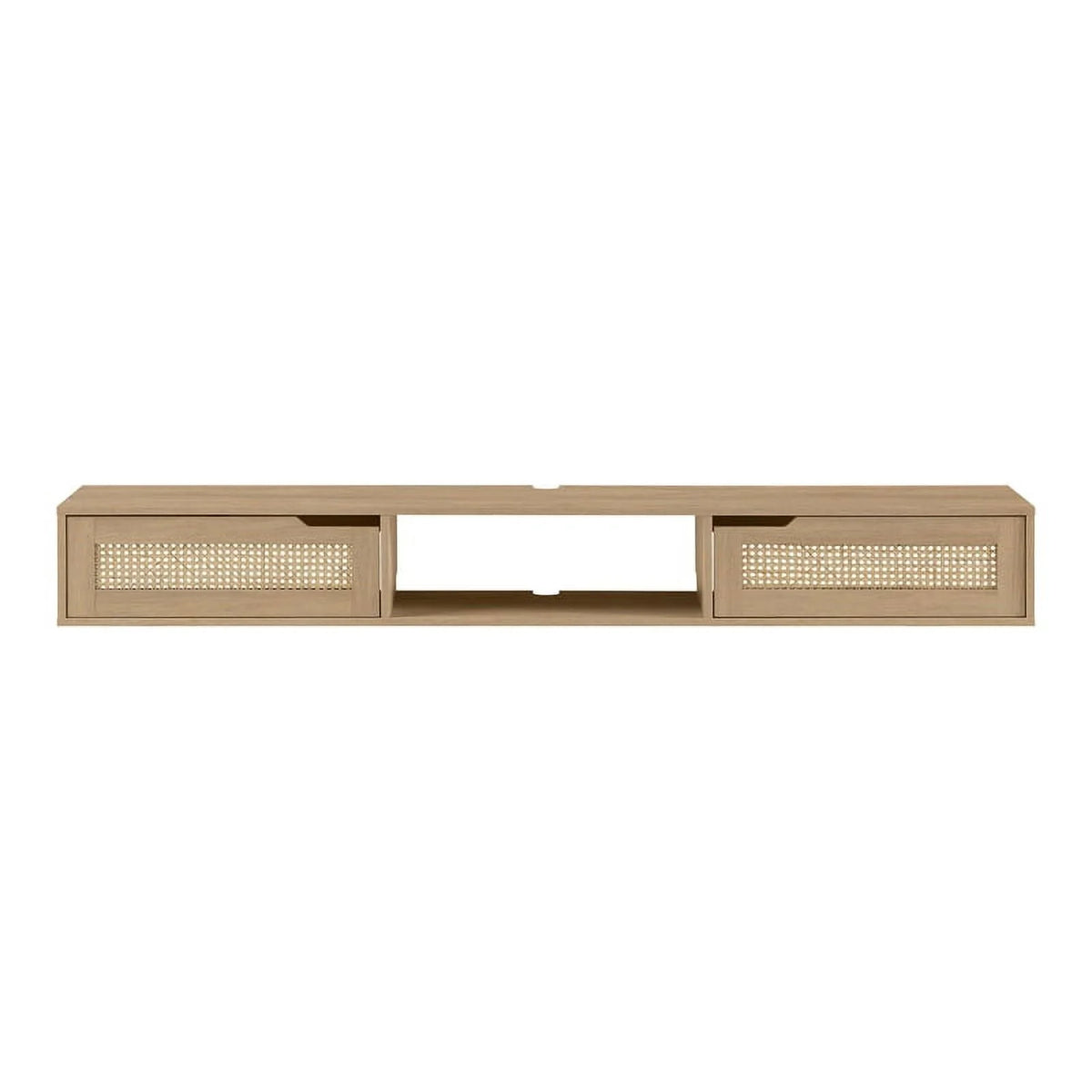 70" Oak Wood TV Stand with Rattan Doors W80999