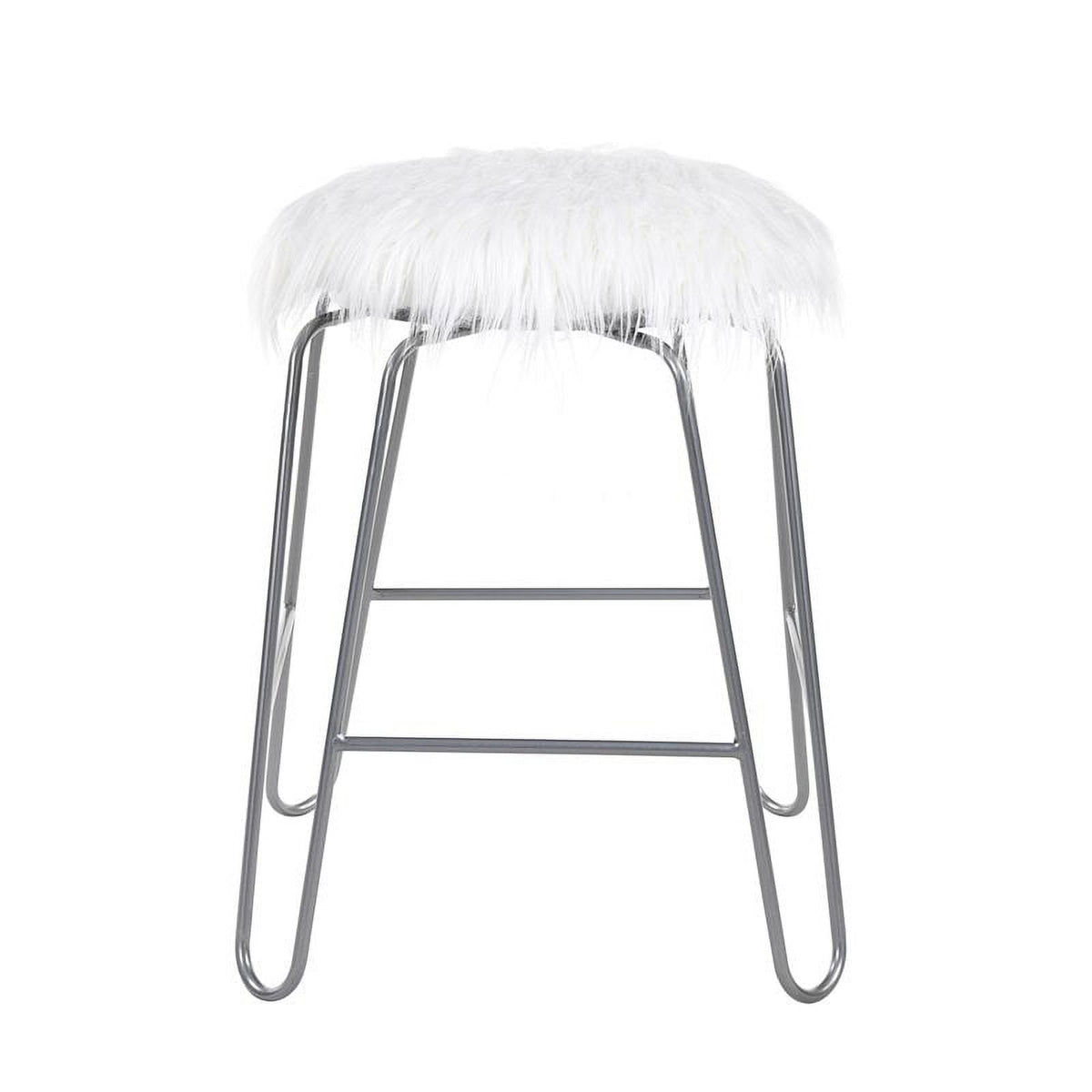 White Faux Fur Metal Vanity Chair P608