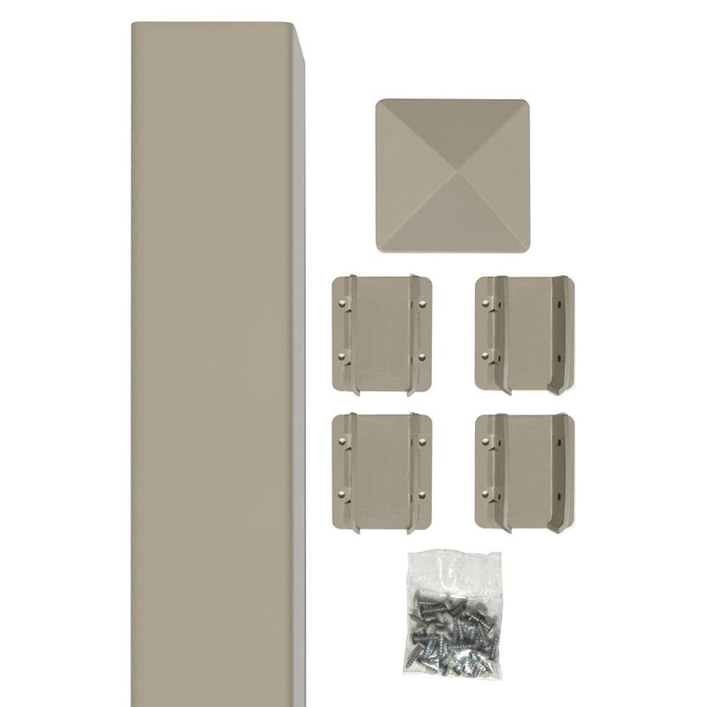 Tan Vinyl Fence Post Kit A6686